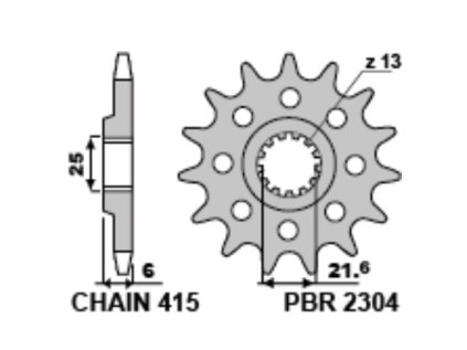 Sekundární řetězové kolečko PBR Sprockets pro YAMAHA YZF-R3 mod.415 RACING