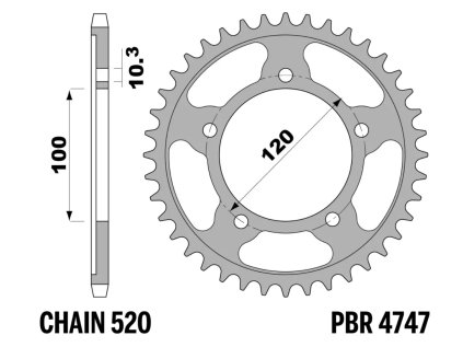 Rozeta ocelová temperovaná PBR Sprockets pro APRILIA 660 RS/ TUONO/ FACTORY/ TUAREG mod.520