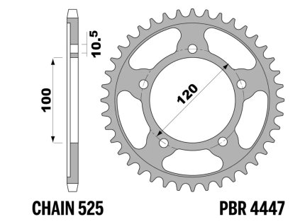 Rozeta ocelová temperovaná PBR Sprockets pro APRILIA RSV/RSV4/TUONO/CAPONORD mod.525