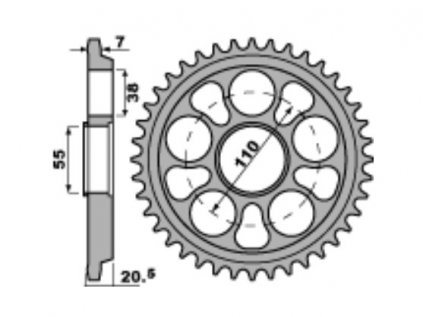 Rozeta ergalová PBR Sprokets pro DUCATI Multistrada/HM/848/916/996/998/MS S2R, mod. 520