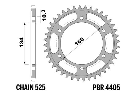 Rozeta ocelová temperovaná PBR Sprockets pro HONDA CBR/CBR-F/ CBR-RR/600/1000 /NT 1100  mod.525