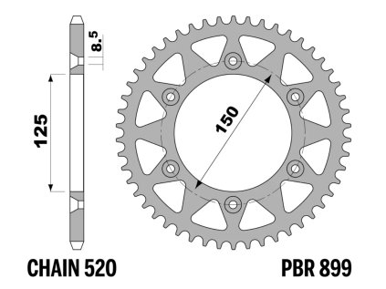 Rozeta ocelová PBR Sprockets pro HUSABERG/HUSQVARNA/GAS GAS/KTM mod.520
