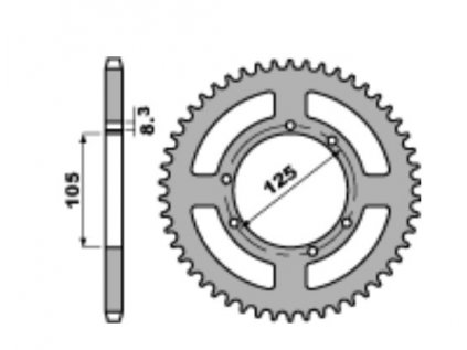 Rozeta ergalová PBR Sprockets pro Derbi 125/HM 50/MONDIAL 125/ VENT 125/Yamaha 125/Rieju 125/Malaguti 125 mod.428