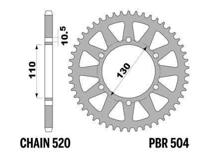 Rozeta ergalová PBR Sprockets pro GAS GAS 250/300/450/ YAMAHA YZF-R1/R3/R6/ FZ-6/ MT03/MT07/ SUZUKI GSX-R 600/750/1000/ KAWASAKI Z/R/ZZR/ 50/80/125/300/400/500/550 mod.520 RACING
