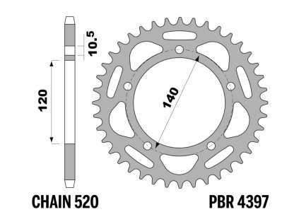 Rozeta ergalová PBR Sprockets pro SUZUKI GSX-R 600/750/1000 2001 - 2010 mod.520 RACING