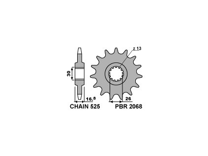 Sekundární řetězové kolečko PBR Sprockets pro Honda 600/650/900/1000/1100/ CBR/CB-F/CRF Africa TWIN/XL-V mod.525