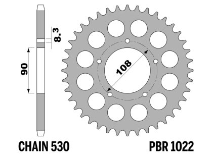 Rozeta ocelová PBR Sprockets pro DUCATI PANTAH 350/900/ MOTO MORINI 350/ CAGIVA 250/650 mod.530