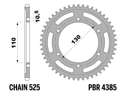 Rozeta ocelová temperovaná PBR Sprockets pro SUZUKI GSX/ GSX-R/ V-STROM/ GSX-S/ KATANA 600/750/776/800/1000 YAMAHA YZF-R6/ YZF-R1/ MT-07/ MT-09/ MT-10/ TRACER/ NIKEN/ XSR/ 600/689/700/750/800/847/850/1000 mod. 525