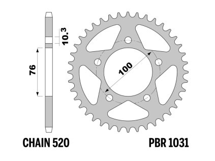 Rozeta ocelová PBR Sprockets pro MARCHESINI/ DUCATI Panigale V4/S r. 2025/ BENELLI TNT 1130/ YAMAHA YZF R7 mod.520 RACING