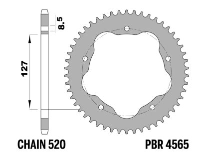 Rozeta (věnec) ergalová PBR Sprockets pro DUCATI 848 EVO/ Hypermotard 950/ Hypermotard 1100 mod.520 RACING