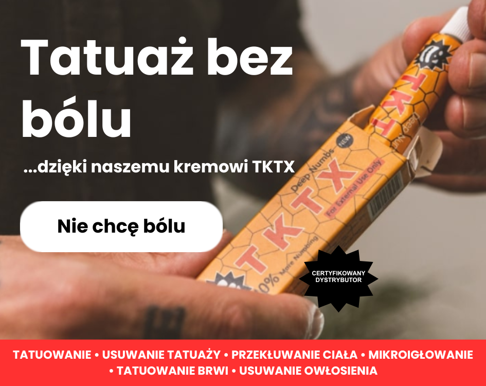 Bezbolesne tatuaże z kremem TKTX – oryginalny krem znieczulający TKTX w dłoni, oficjalny dystrybutor w Polsce.