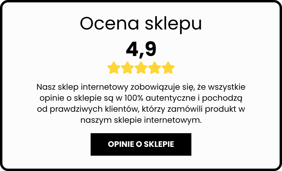 Ocena sklepu 5,0 na 5 gwiazdek – 100% prawdziwe opinie od realnych klientów, którzy dokonali zakupów w tym sklepie.