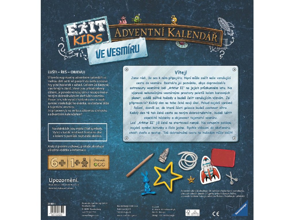 Ravensburger EXIT Kids Adventní kalendář: Ve vesmíru Obrázek
