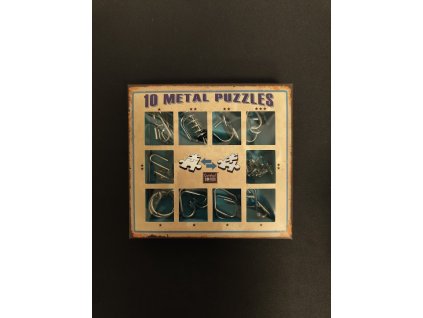 Bazar - Sada 10 kovových hlavolamů modrá