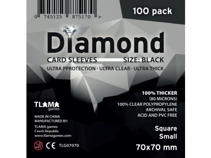 TLAMA games - Obaly na karty Diamond Black: Square Small (70x70 mm)