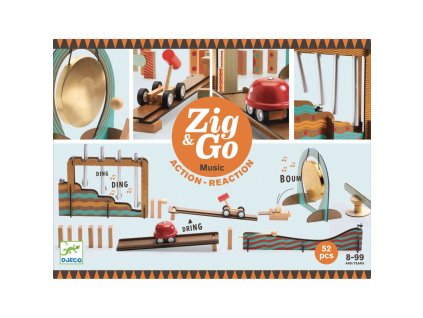 Djeco - Dřevěná dráha Zig Go - Hudba - 52 dílků