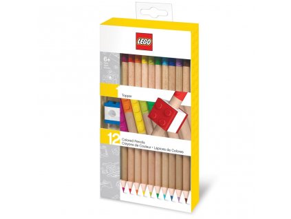 LEGO Stationery - LEGO Pastelky, mix barev - 12 ks s LEGO klipem