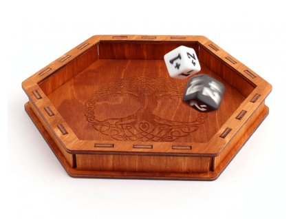 Dice Tray - Wooden Stained (Tree)