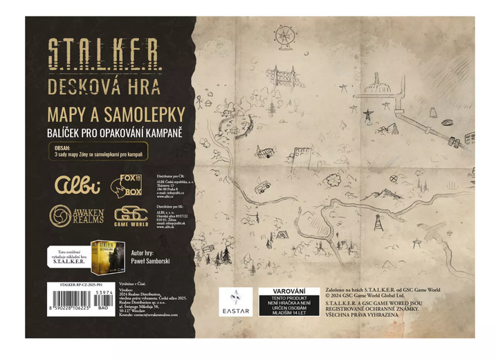 Albi Stalker - Sada náhradních samolepek a map (S.T.A.L.K.E.R. The Board Game - Maps & Stickers Recharge Pack)