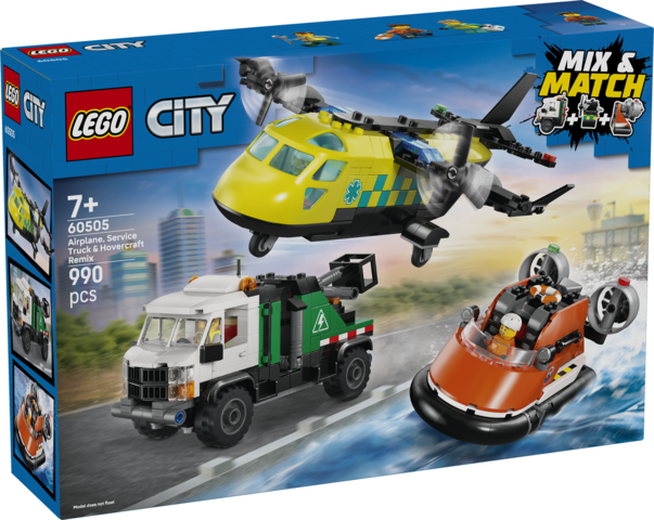 LEGO LEGO® City Remix: Letadlo, servisní vůz a vznášedlo 60505 (Airplane, Service Truck & Hovercraft Remix)
