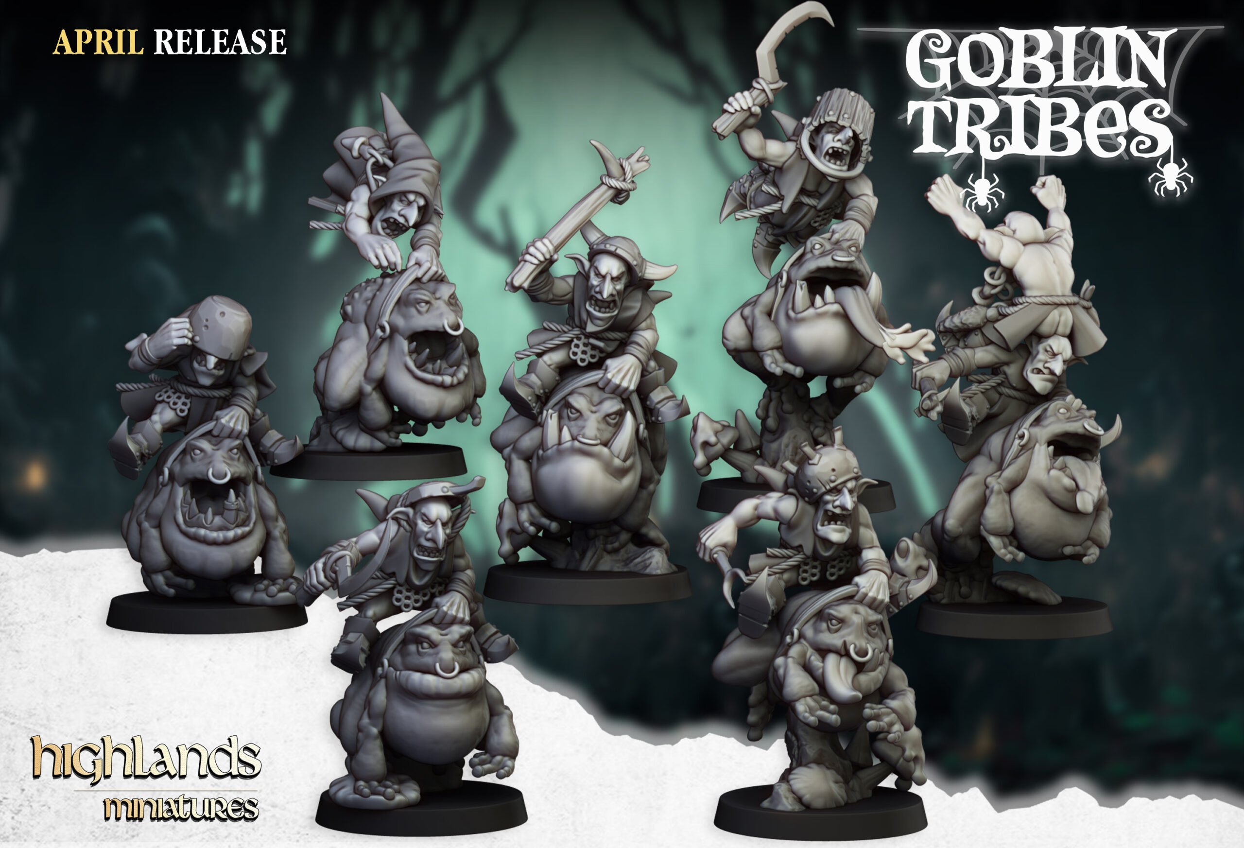 Highlands Miniatures Swamp Goblins Frog Riders