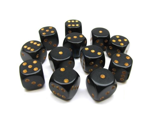 Chessex Hrací kostka 16 mm Barva: černá / zlatá (velká)