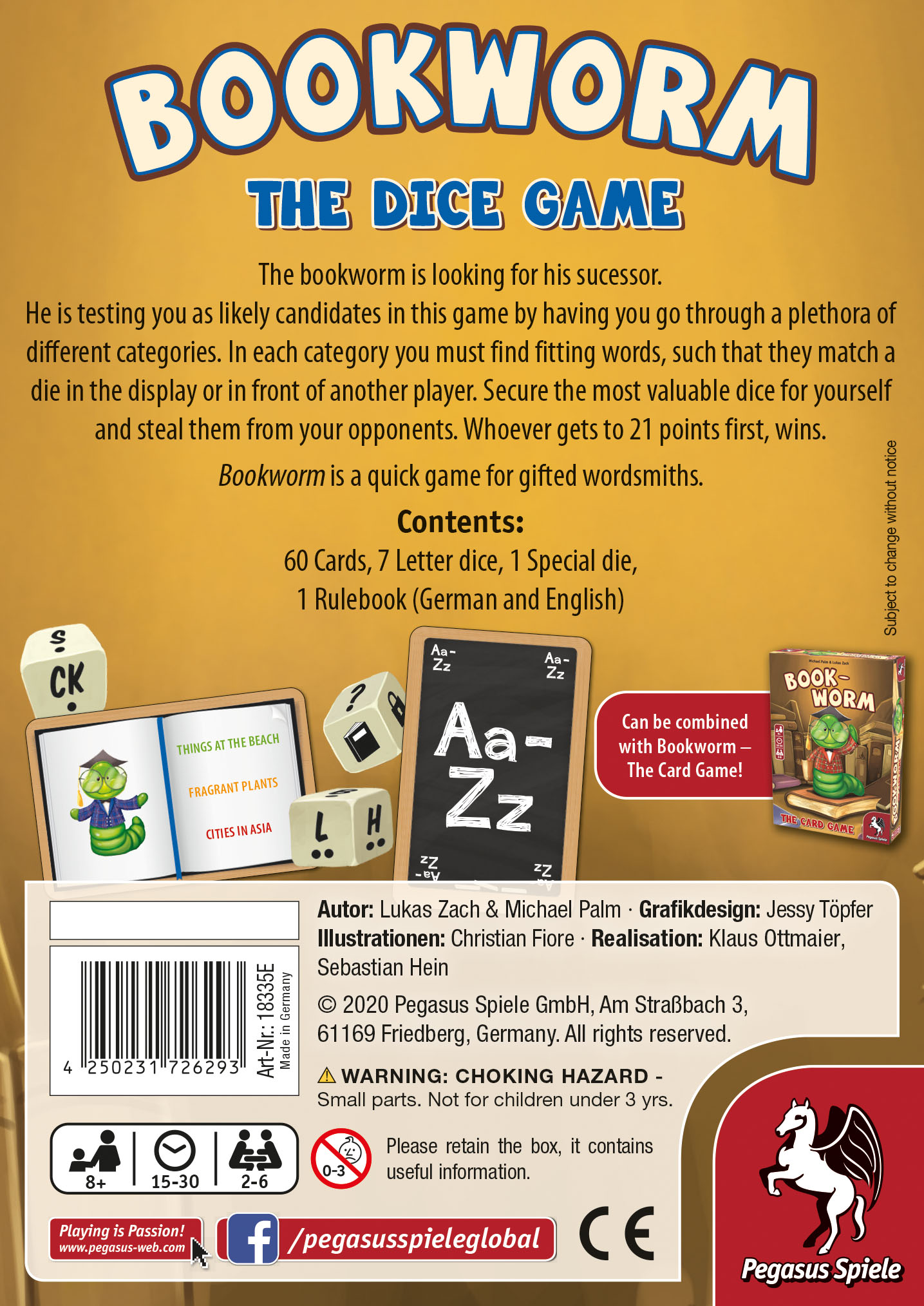 Pegasus Spiele Bookworm - The Dice Game Obrázek