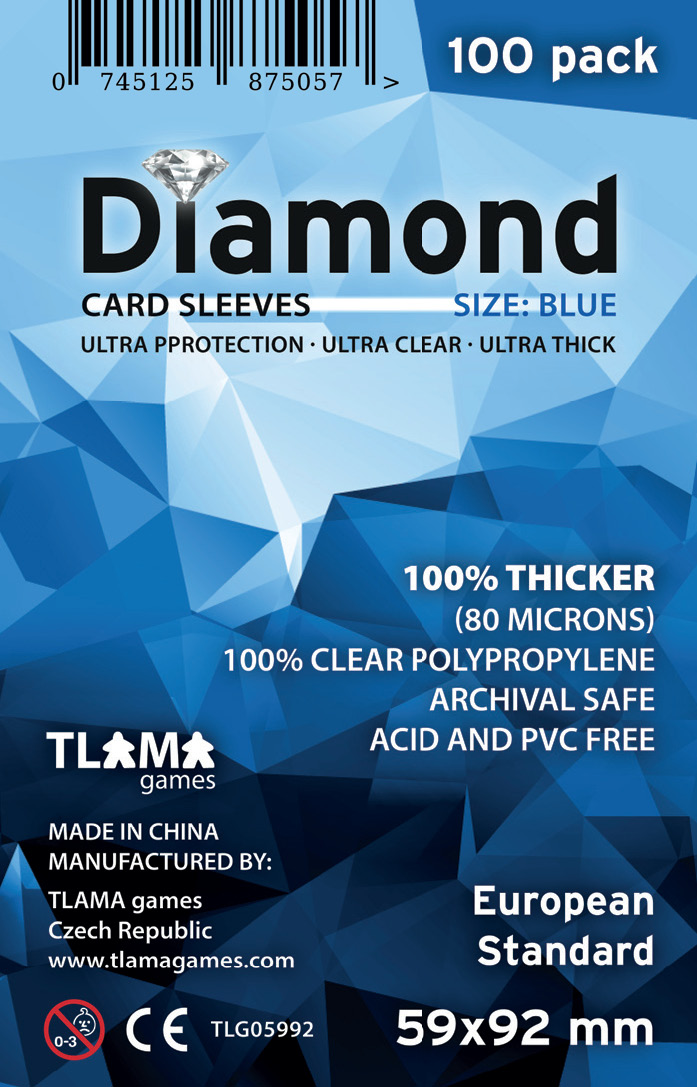 TLAMA games Obaly na karty Diamond Blue: European Standard (59x92 mm) (80 mikronů, 100 ks)
