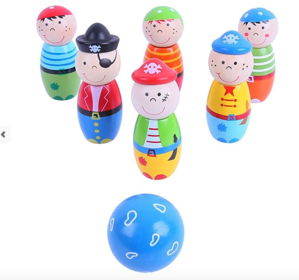 Levně Bigjigs Toys Dřevěné kuželky Piráti