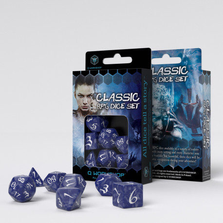 Levně Q-Workshop Classic RPG Dice Set (7 dice) modrá / bílá