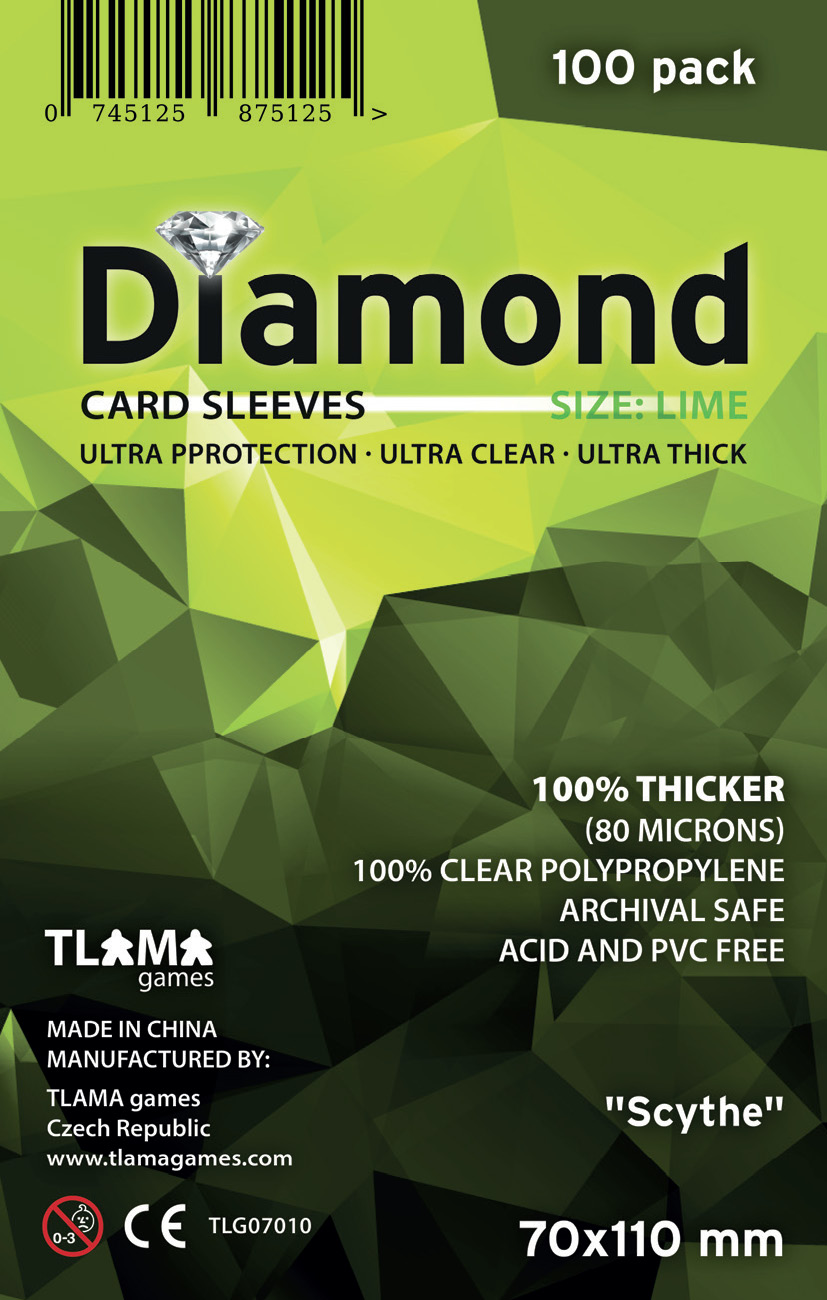 TLAMA games Obaly na karty Diamond Lime: "Scythe" (70x110 mm) (80 mikronů, 100 ks)