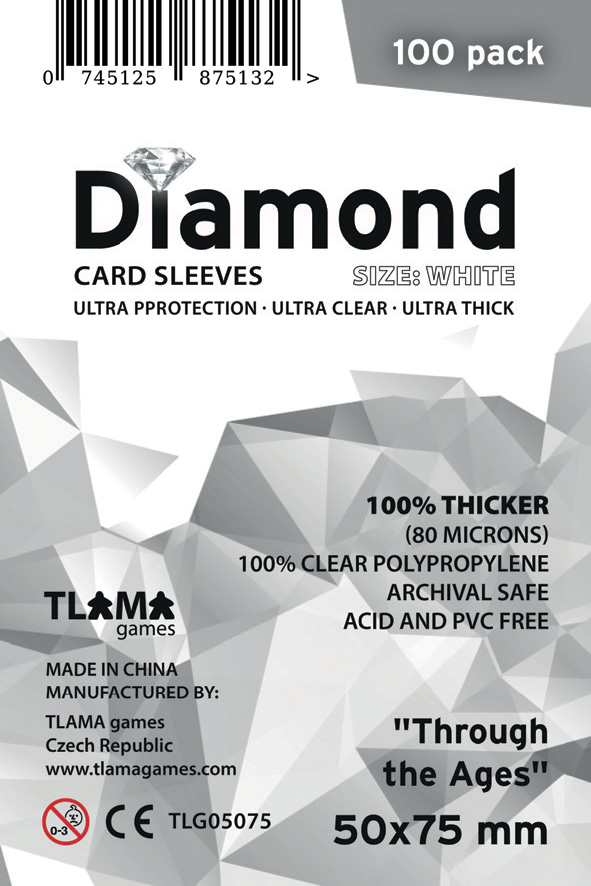 TLAMA games Obaly na karty Diamond White: "Through the Ages" (50x75 mm) (80 mikronů, 100 ks)