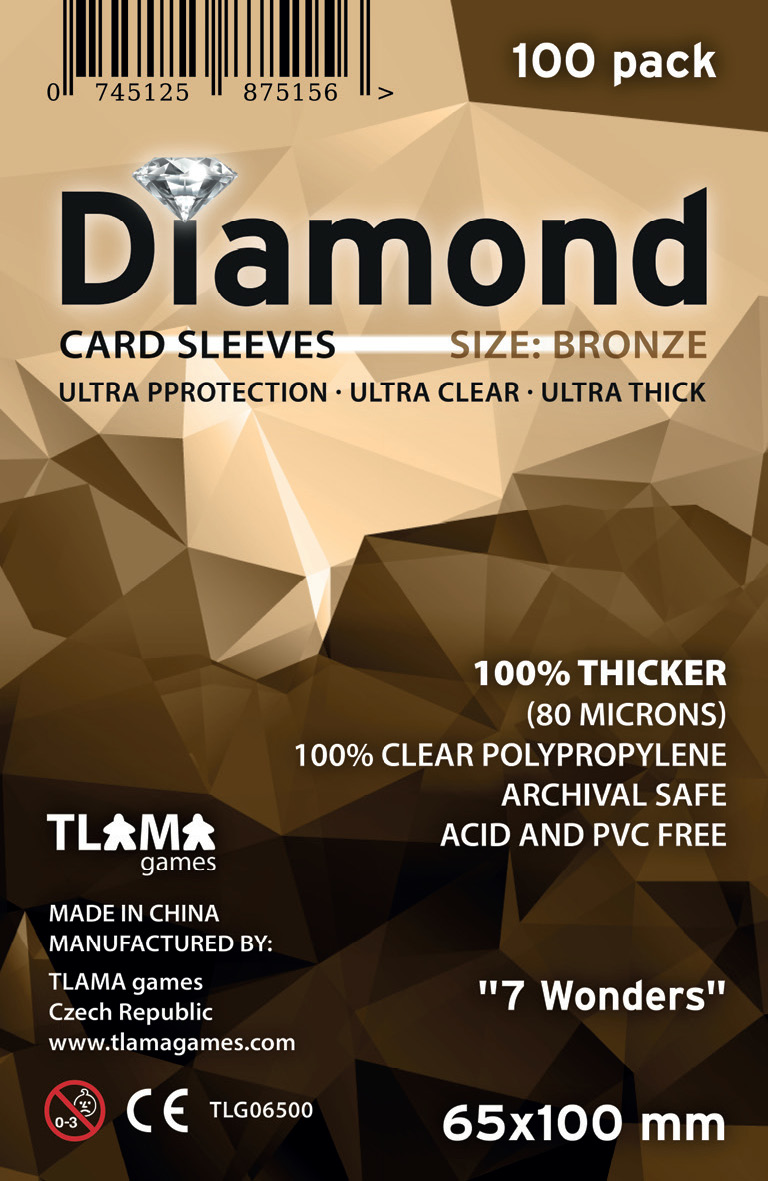 TLAMA games Obaly na karty Diamond Bronze: "7 Wonders" (65x100 mm) (80 mikronů, 100 ks)