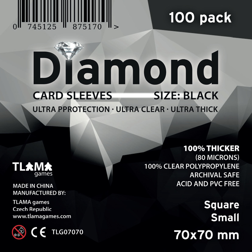 TLAMA games Obaly na karty Diamond Black: Square Small (70x70 mm) (80 mikronů, 100 ks)