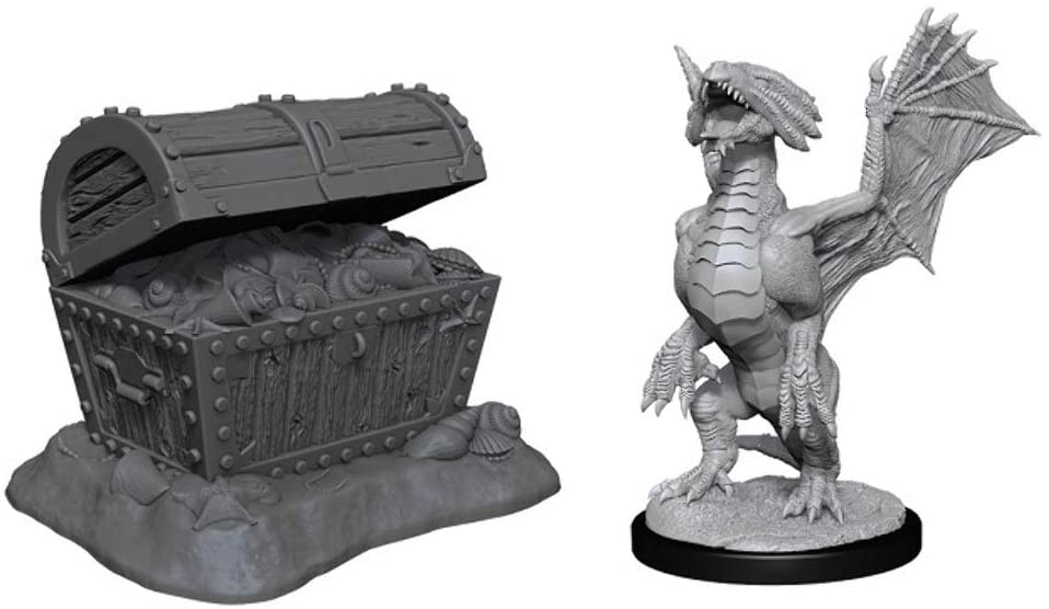 WizKids D&D Nolzur's Marvelous Miniatures - Bronze Dragon Wyrmling & Pile of Sea found Treasure