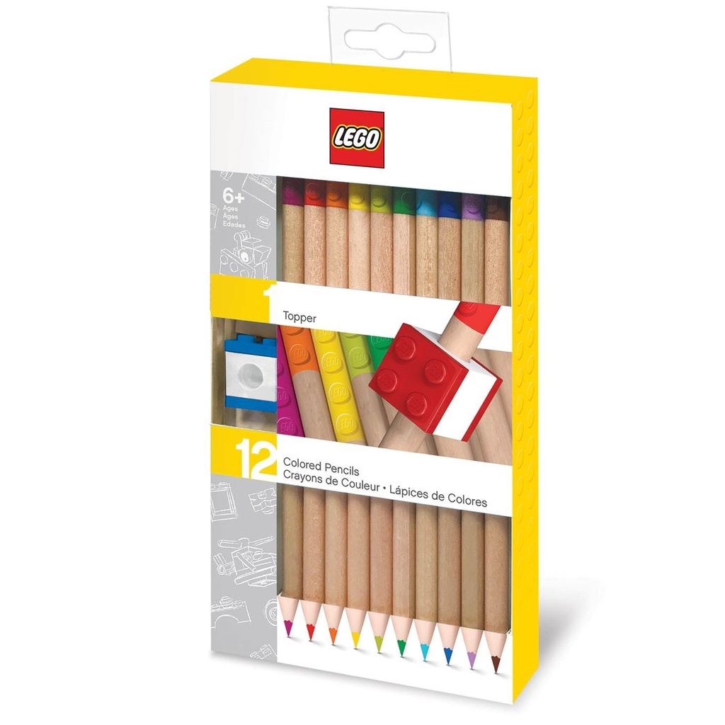 LEGO Stationery LEGO Pastelky, mix barev - 12 ks s LEGO klipem