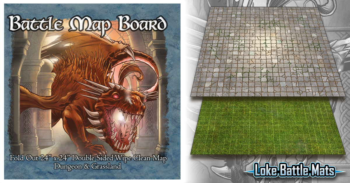 Loke Battle Mats Battle Mat Board - Grassland & Dungeon