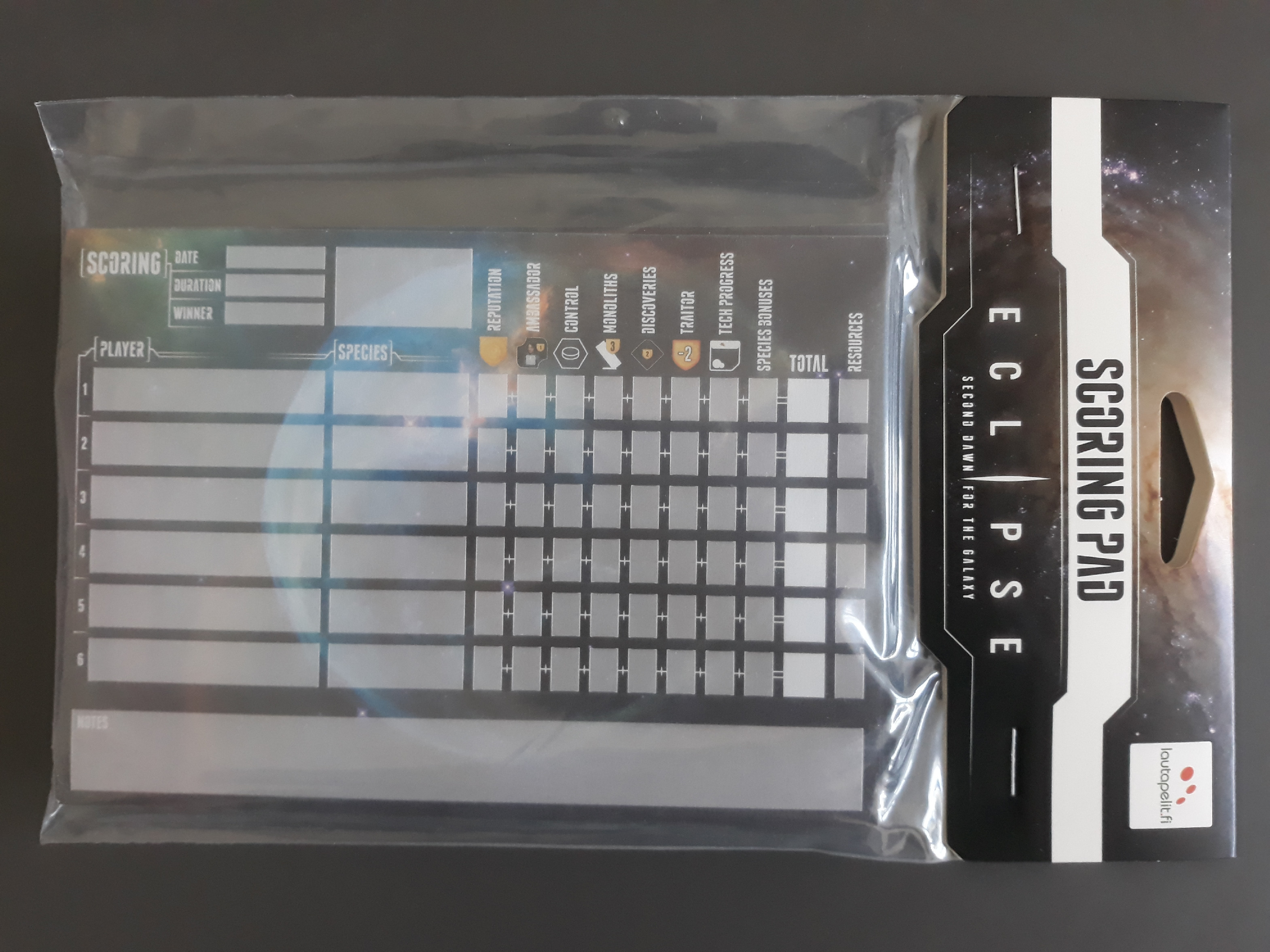 Lautapelit.fi Eclipse: Second Dawn - Score pad Obrázek