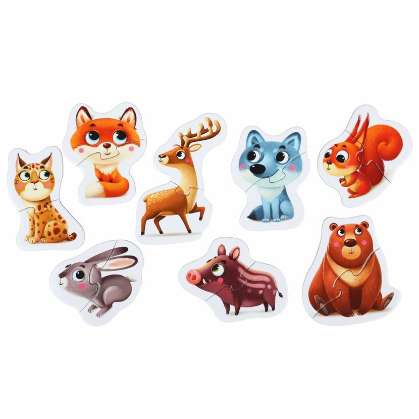 Puzzlika Lesní zvířátka - naučné puzzle 8 zvířátek - 16 dílků Obrázek