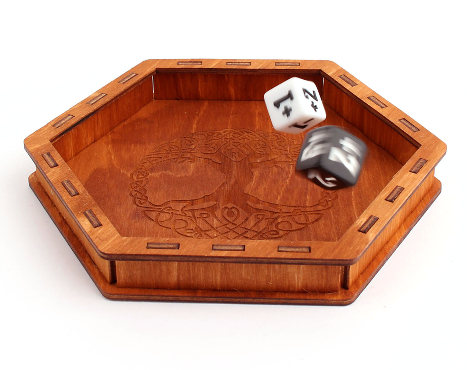 Myší Doupě Dice Tray - Dřevěný mořený (Strom)