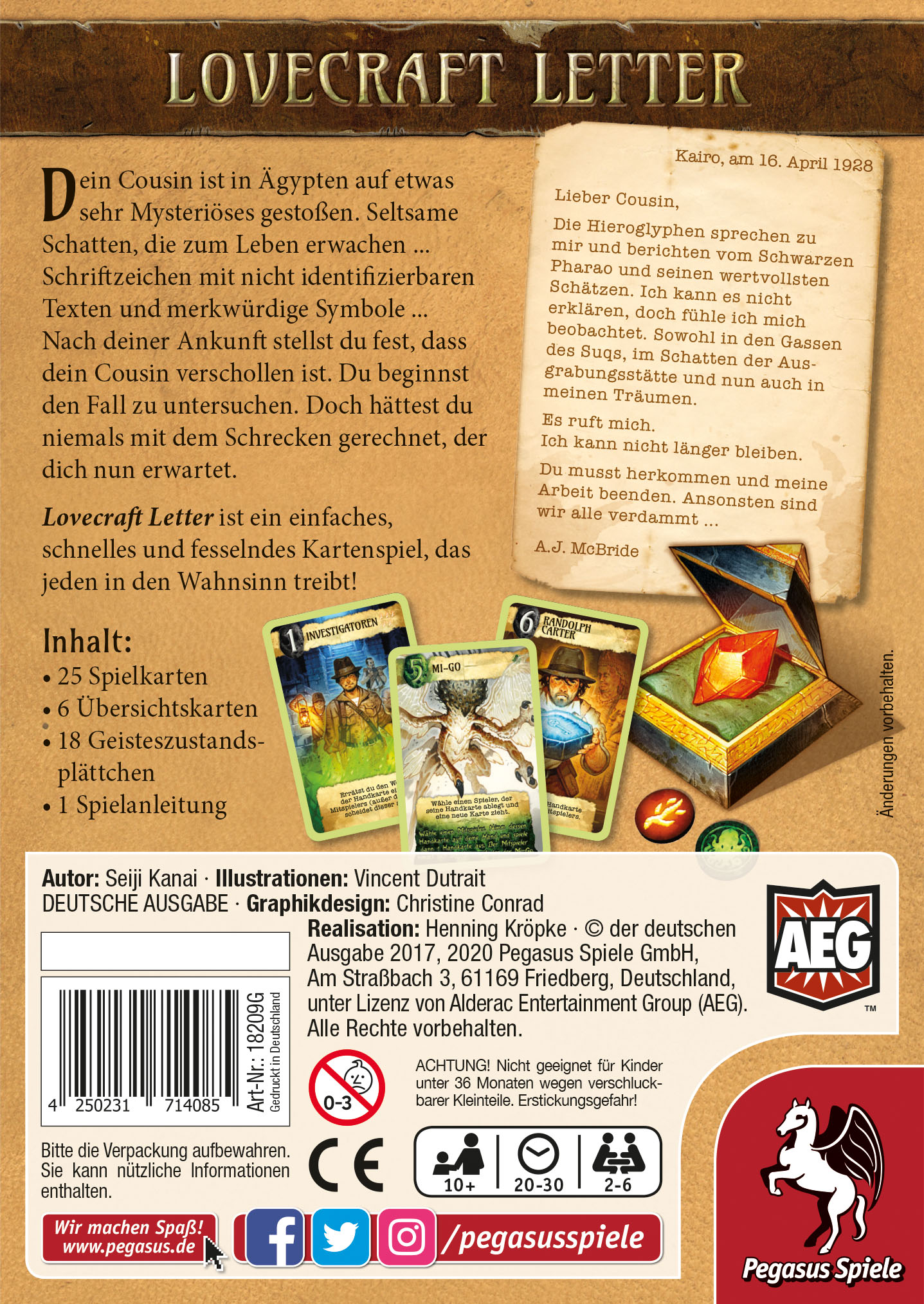 Pegasus Spiele Lovecraft Letter DE Obrázek