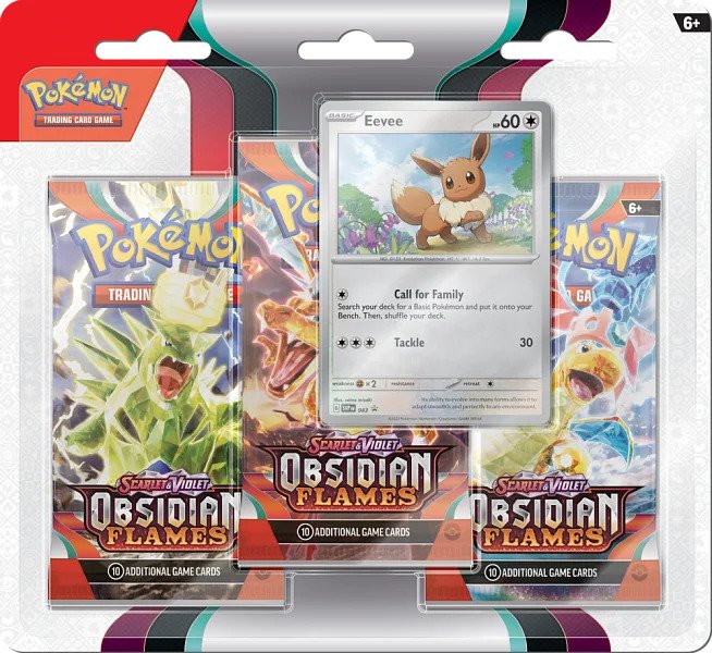 Nintendo Pokémon TCG: Obsidian Flames (SV03) - 3 Blister Booster Varianta: Eevee