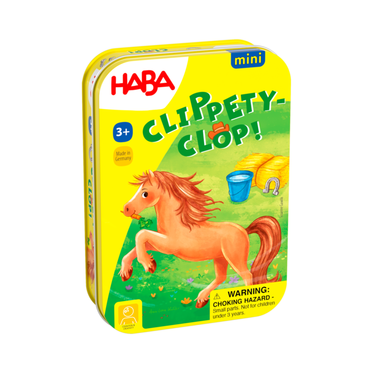 Haba Mini hra v kovové krabici Hop! Hop! Koník (Hoppe Reiter)