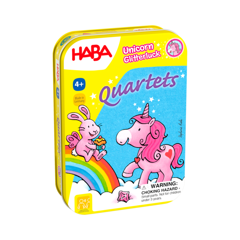 Haba Mini hra v kovové krabici Magický jednorožec Kvarteto (Unicorn Glitterluck Quarters)