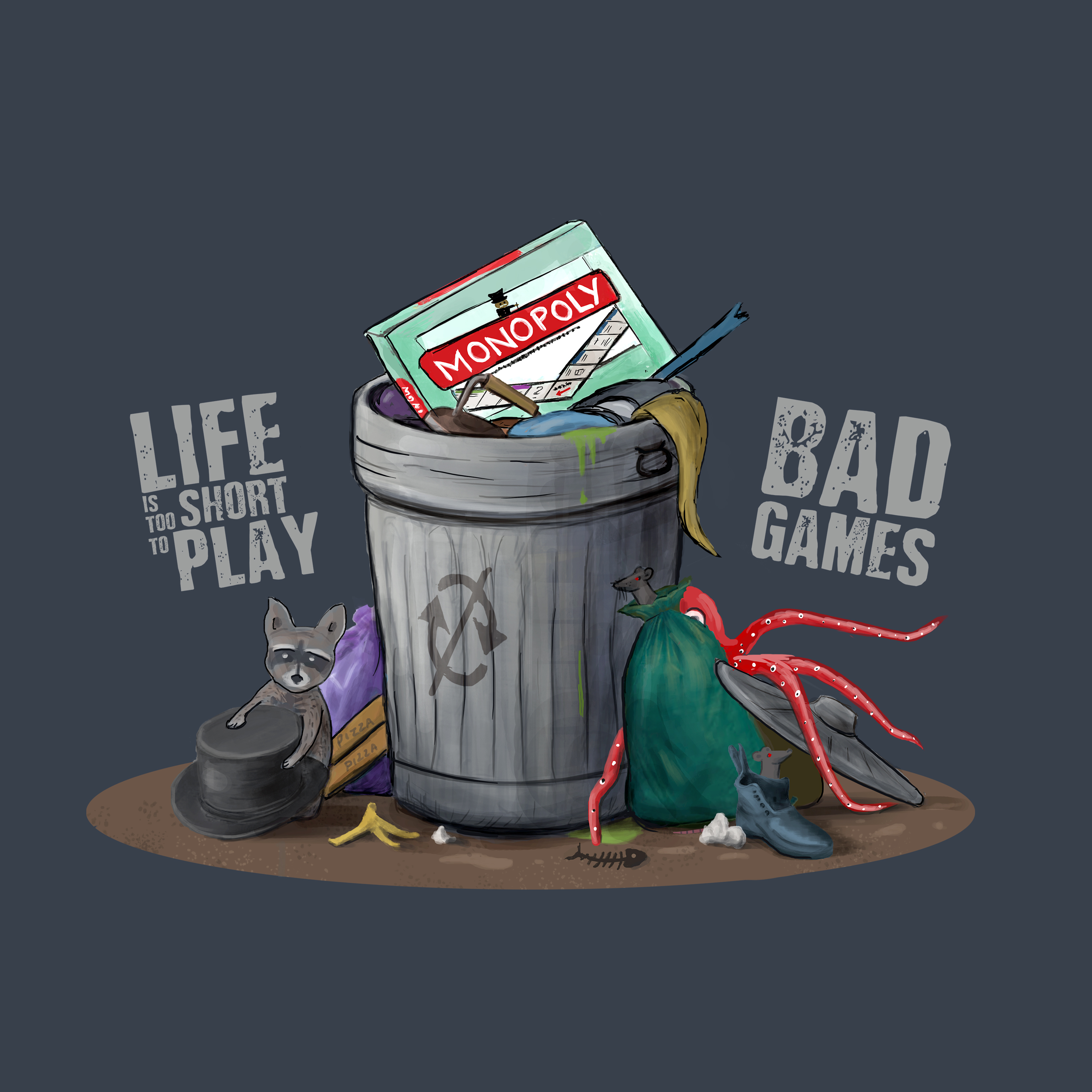 TLAMA games Poškozené - T-shirt "Life is too short" (Šedá, S)
