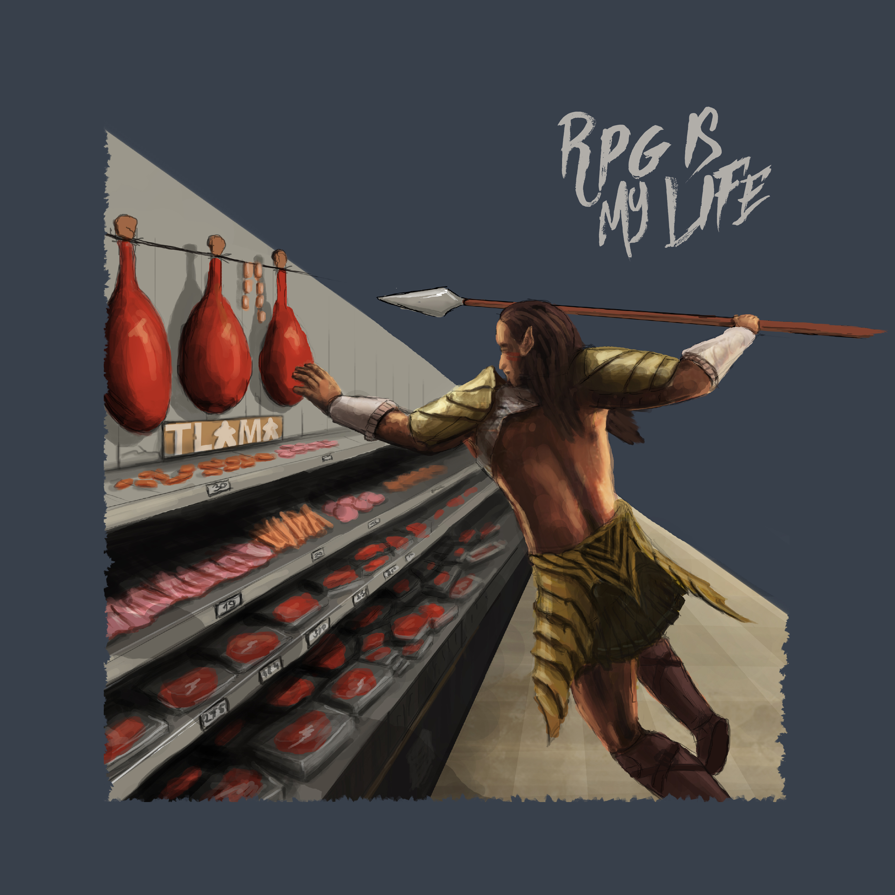 TLAMA games Poškozené - T-shirt "RPG is my life" (Šedá, XL)