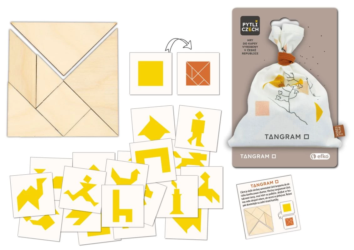 Efko Pytlíczech Tangram čtverec - dřevěné hlavolamy do kapsy Obrázek