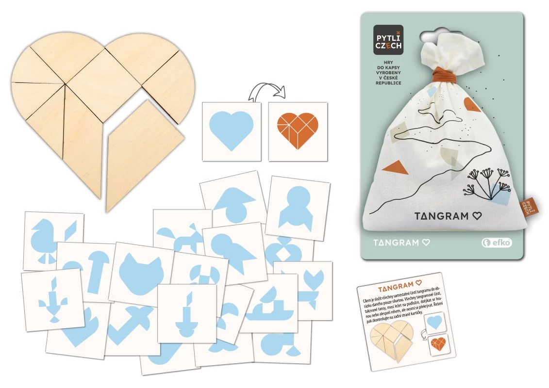 Efko Pytlíczech Tangram srdce - dřevěné hlavolamy do kapsy Obrázek