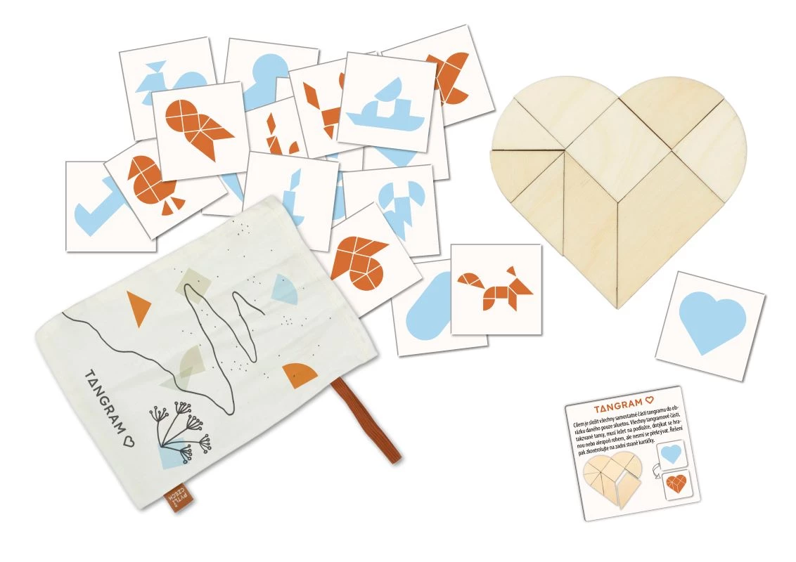 Efko Pytlíczech Tangram srdce - dřevěné hlavolamy do kapsy Obrázek