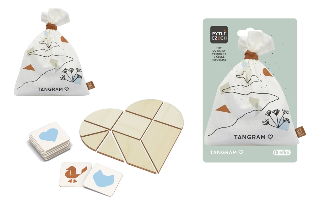 Efko Pytlíczech Tangram srdce - dřevěné hlavolamy do kapsy Obrázek